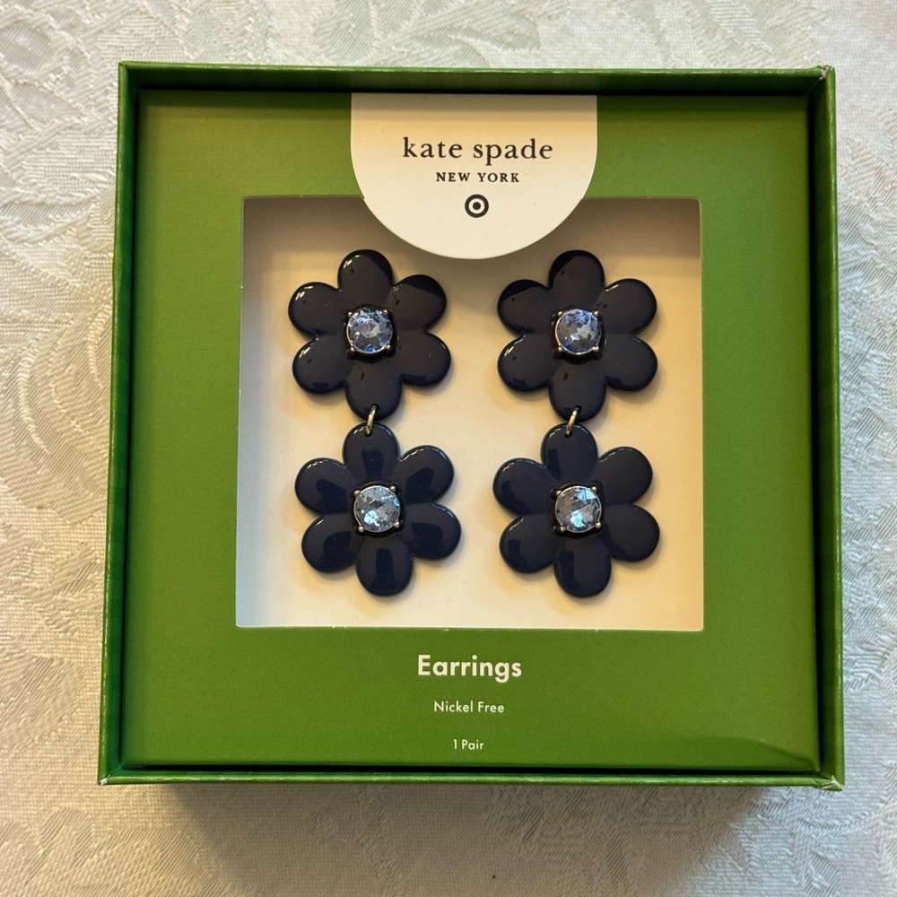 Kate Spade ♠️ Midnight Blue Floral Earrings (Kate Spade NY x Target)